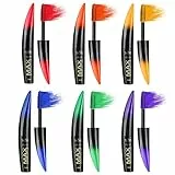 Holzsammlung Set di mascara colorato 6 colori impermeabile mascara a lunga tenuta a prova di sbavature, voluminoso e affascinante