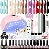 PEACECOLOR Kit Semipermanente Unghie Completo 18pz Smalti in Gel 36W Unghia Lampada LED+U V con Elettrico Unghia File Soak off U V Poly Gel Base Top Coat con gli Strumenti per Unghie Ricostruzione