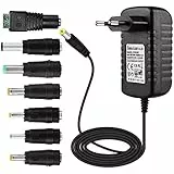 EFISH Adattatore di Alimentazione DC 12V 2A 24W,AC 100-240V a DC 12V Cavo di Alimentazione per Strisce LED,Fish Tank,Radiosveglia,Scanner,Aspirapolvere,Router,Yamaha PA5+7 Diverse Spine