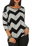 ONLY Printed 3/4 Sleeved Top, Maglione Donna, Multicolore (Light Grey Melange/Aop W/Black Zigzag), XL