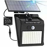 LOTMOS Luce solare led esterno,【100LED /3 Modalità】 Lampada solare per esterni con sensore di movimento,IP65 Impermeabile LED luci solari esterno con Estensore da 5M Giardino Garage[1 Pezzi ]