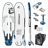 Cressi Isup Complet Set - Travelight Foldable Isup Set, Kit Tavola SUP Facile da gonfiare (meno di 10 minuti) Completo di Tutti gli Accessori Necessari per Uso e Trasporto, Bianco/Blu , 9'2''