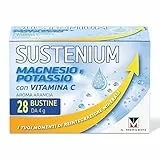 Sustenium Magnesio e Potassio - Integratore alimentare per reintegrare i Sali minerali e recuperare l’energia perduta, con Vitamina C. Confezione da 28 bustine autosolubili