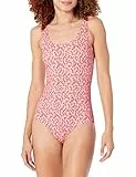 Amazon Essentials Costume da Bagno Intero con Copertura Integrale (Disponibile per Taglie Forti) Donna, Pesca Pallido Micro Floreale, 48