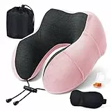 SOMLAW Cuscino da Viaggio Cervicale Comfort Cuscino Memory Foam Poggiatesta Cuscino Cervicale da Viaggio per Auto, Viaggio con Maschera per gli Occhi e Tappi per le Orecchie, Borsa da Viaggio