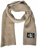 Calvin Klein Jeans Sciarpa con Toppa Monologo CKJ, Eggshell, Etichettalia Unica Donna