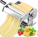 Macchina per Pasta Manuale, 7 Spessori Regolabili, Pasta Maker in Acciaio Inox con Rullo e Taglierina, Macchina per Pasta a Manovella per Spaghetti, Fettuccine, Lasagne, ecc.