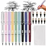 CMJBUHR Matite Senza Inchiostro Eterne, 9 Pezzi Matita Eterna con 9 Punte di Ricambio,Riutilizzabile Matita Infinita Portatile Penna Perpetua Everlasting Pencil Riutilizzabile con Gomme