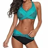 Riou Donna Bikini Set Due Pezzi，Taglia Grossa Swimwear con Stampa a righe，Sexy Costume da Bagno a Vita Bassa, Imbottito Reggiseno con Fasciatura a Fascia，Triangolo Beachwear da Mare