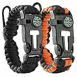 Flintronic Braccialetto Paracord Sopravvivenza, Bracciale Sopravvivenza, Braccialetto Sopravvivenza in Paracord, con Flint/Bussola/Termometro/Fischietto, Kit di Emergenza per Escursionismo Campeggio