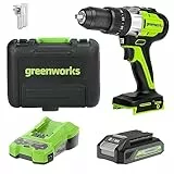 Greenworks Trapano Percussione Batteria 60 Nm, Trapano Avvitatore a Batteria con 2Ah Batteria e Caricatore (Motore Brushless, Mandrino da 13 mm, 20 Impostazioni di Coppia)