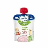 MELLIN Merenda 100% Vegetale, Pouch Avena, gusto Mela Fragola e Banana 90g, Senza Zuccheri Aggiunti - 6 Confezioni da 90g