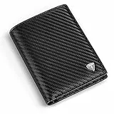 TEEHON® Portafoglio da uomo, finta pelle, portamonete con blocco RFID/NFC, 10 porta carte di credito, 2 scomparti per banconote, minimalista grande portafogli con scatola regalo (nero), nero, S,