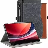 ZtotopCases Custodia per Samsung Galaxy Tab S9/S8 Ultra 14.6 Pollici 2023/2022 (SM-X916B/X900/X906), Cover in Pelle PU Premium con Funzione Sleep/Wake Automatica, Denim/Marrone