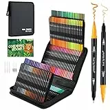 TrendGate Pennarelli Brush Pen Lettering, 132 Colori Pennarelli Doppia Punta Fine, Pennarelli Acquerellabili com Libro da Colorare per Bambini e Adulti Bullet Journal, Mandala, Calligrafia, Disegnoi