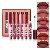 Mimore Rossetto Kit lucidalabbra per rossetto liquido opaco 6 pezzi/set Kit regalo rossetto liquido per cosmetici a lunga durata impermeabile (01)