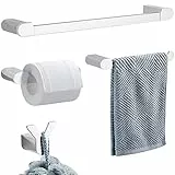 Gricol 4 Pezzi Set di Accessori per il Bagno Inossidabile 40CM Portasciugamani Porta Carta Igienica Anelli Portasciugamani Ganci per Asciugamani per Bagno Argento