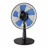 Taurus Boreal 12 Elegance - Ventilatore da tavolo portatile, sistema di oscillazione, inclinazione regolabile, 5 pale/30 cm di diametro, 40 W, silenzioso, blu e nero