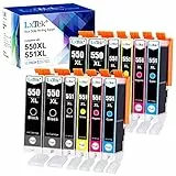LxTek 550XL 551XL Compatibile Sostituzione per Canon PGI-550 CLI-551 XL Cartucce d'inchiostro per Pixma IP7250 MX925 MX725 MX920 IX6850 MG5450 MG5550 (PGBK Nero Ciano Magenta Giallo, 12-Pack)