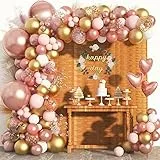 Oro Rosa Palloncino Arco YHmall 150 pezzi Rose Oro Palloncini Ghirlanda Decorazione Ragazze Compleanno con Gold Rose Confetti Palloncini per Baby Shower Feste Nuziali Anniversario Forniture