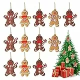 Zueyen Confezione da 12 decorazioni da appendere all'albero di Natale, set di ornamenti per albero di Natale, con motivo di pan di zenzero, per feste, feste, accessori fai da te (4 stili di design)