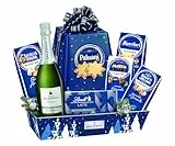 LE CADEAU | Confezione Regalo 'Blu Cobalto', Cesto Alimentare Natalizio, Vassoio con Pandoro, Spumante, Cioccolato Lindt, Gelèès Alla Frutta e Pasticcini, Idea Regalo Natale