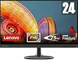 Lenovo D24-20 Monitor - Display 23.8' FullHD (1920x1080, VA, 4 ms, 75Hz, Input HDMI+VGA, Cavo VGA, FreeSync) Inclinazione regolabile - Raven Black