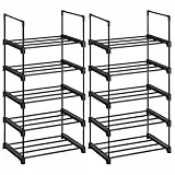 SONGMICS Scarpiera a 5 Ripiani, Set di 2, Scaffale Portascarpe in Metallo, Impilabile e Salvaspazio, Scaffale Portaoggetti, Ingresso Soggiorno Camera, Nero LSA055B02