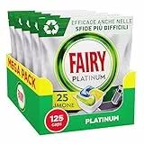 Fairy Platinum Detersivo Pastiglie Lavastoviglie Brillantante, 125 Capsule, Limone, Con Sistema Di Prelavaggio Integrato, Efficace Nelle Sfide Difficili Contro Lo Sporco