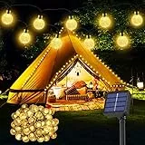 Catena Luminosa Esterno Solare, 60LED/13.2M/43.3FT/8 Modalità Luci Solari Esterno Giardino, IP65 Impermeabile Illuminazione per Esterni Matrimonio Festa(Bianco Caldo+ Funzione di memoria)