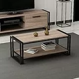 Homemania Tavolino Basso da caffè Lesa con Ripiano, Noce, 102 x 45 x 40 cm, 102 x 45 x 40