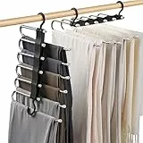 Sternstunde 6 in 1 Acciaio Inossidabile Grucce Pantaloni, Appendini Salvaspazio Armadio, Antiscivolo Appendiabiti per Pantaloni Magici, Porta Pantaloni per Armadio, Gruccia Pantaloni