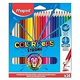 Maped – Matite colorate STRONG Color'Peps – 24 matite da colorare ultra resistenti ed ergonomiche – Confezione da 24 matite