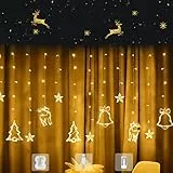 Woukksy Catena luminosa a LED da 3,5 m, USB o batteria, con stella, campane, renna, albero di Natale, 8 modalità, illuminazione natalizia per interni ed esterni, per finestre, Halloween, cameretta dei
