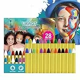 URAQT Truccabimbi, 28 Colori Body Painting, Face Painting Bambini Pittura Corpo Sicuro e Non Tossico, Colori per Pancia Gravidanza per Carnevale, Pasqua, Cosplay, Make Up