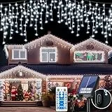 RJEDL Catena luminosa a LED rinnovabile, per esterni, 15 m + 5 m, 600 LED, con 8 modalità, timer, memoria, dimmar, telecomando per interni ed esterni, balcone