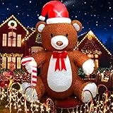 7 Piedi Orsetto Gonfiabile Natalizio, Kalolary Orsetto Soffice Gonfiabile Natalizio con Cappello Babbo Natale Canna Gonfiabile Natalizia Interni all'aperto Casa Vacanze Cortile Prato Feste Giardino