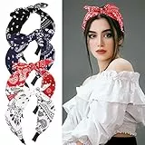 BETESSIN 4pz Cerchietti per Capelli Donna con Fiocco Nodo Fermacapelli Fasce Fiocco Cerchietti Capelli Donna Accessori per Capelli Donna Ragazza 4 Colori Assortiti