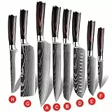 KEPEAK Coltello da Cucina, Coltelli da Cucina Affilati in Acciaio Inossidabile di Diverse Dimensioni con Impugnatura Confortevole, Coltello da Cucina Antiruggine per Cucina/Ristorante (8pcs)