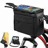 flintronic Borsa da Manubrio con Touch Screen, Borsa Manubrio Bici MTB Impermeabile, Borsa da Bicicletta, Borse Bici Anteriore con Tasca in Rete per Bici MTB Scooter