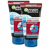 Garnier SkinActive, Trattamento anti punti neri 3 in 1 Carbone PureActive, Pelli grasse e punti neri ostinati, Confezione da 2