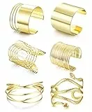 ORAZIO 6 Pezzi Braccio Bracciale Banda Superiore Bracciale Braccialetto Bangle per Le Donne Argento Oro Regolabile Bracciale Set Matrimonio Minimalista Braccio Bracciale Costume Gioielli