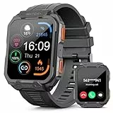 Fitpolo Smartwatch (Fare e Ricevere Chiamate),1.96' HD Schermo Tattile Orologio,Militare Integrato/Sonno/SpO2, Orologio Smartwatch con Notifiche Messaggi, Impermeabile, 70+ modalità Sportive (Grigio)