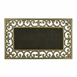 Relaxdays Zerbino in Gomma da Esterni e Interni, 75 x 45 cm, Antiscivolo, Design Metallico, Porta Ingresso, Oro, 1 pz
