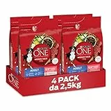 Purina One Medium/Maxi Cibo per Cani Adulti maggiori di 10 kg, con Manzo e Riso, 4 Confezioni da 2.5 kg