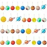 Haooryx 34 ornamenti da appendere in legno spaziale spaziale galassia decorazioni per feste a tema Terra Saturno Giove pendenti in legno per ragazzi regalo di compleanno festa festa casa albero di