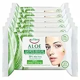 6x Equilibra Aloe Bellezza Naturale Salviette Struccanti Delicate Viso Occhi Lenitive Emollienti Idratanti Detergenti Nutrienti Rinfrescanti Tessuto Liscio - 6 Confezioni da 25 Salviettine ciascuna