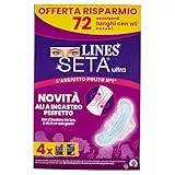 Lines Seta Ultra Assorbenti Ultra Lungo con Ali, Pacco Scorta, Confezione da x72 pezzi