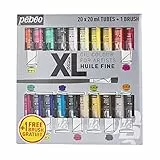 Pébéo - Olio Fine XL Astuccio 20 tubetti da 20 ml assortiti e pennello - Valigetta colori a olio e pennello - Kit colori a olio multisuperfici - 20 tubetti da 20 ml