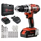 Trapano avvitatore senza fili, TEEN 20 V, avvitatore senza fili, 2 batterie da 2,0 Ah, 45 Nm, 20 + 3 impostazioni di coppia e 2 velocità, 1/2 pollice